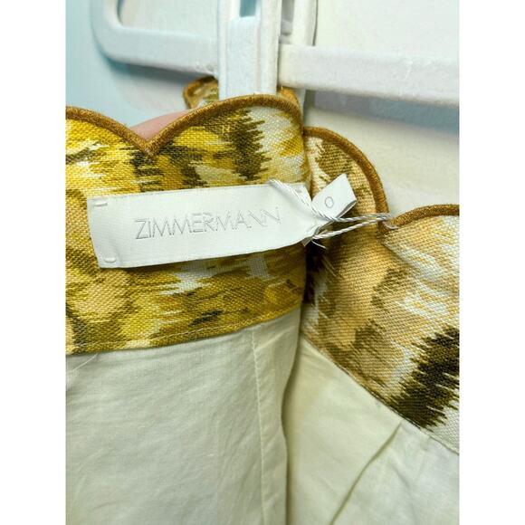 Zimmermann Aliane Scallop High Waisted Paperbag Short Amber Floral Womens Size 0 - Picture 5 of 6